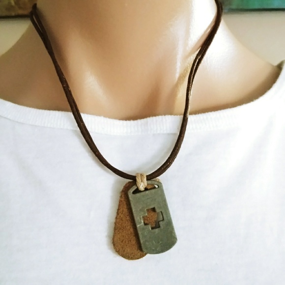 leather dog tag necklace